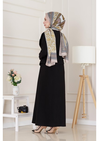 Tensel Yelekli Asel Elbise-Siyah indirimleri