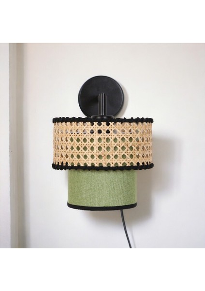 Doğal Hazeran & Kumaş Aplik Aydınlatma Duvar Aplik Modern Tasarım L Kol 25 cm