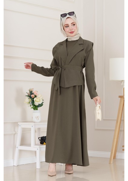 Tensel Yelekli Asel Elbise-Haki fiyatları