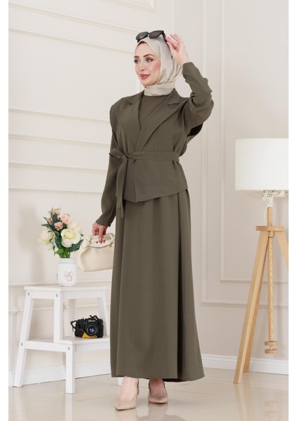 Tensel Yelekli Asel Elbise-Haki modelleri