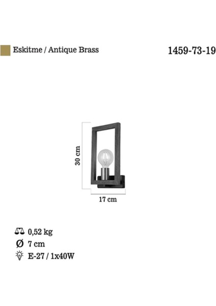 Era Antik Lak/siyah Aplik 1 x E27