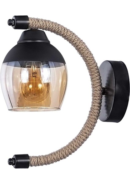 Şık Siyah Cam Aplik, Modern Dekoratif Aydınlatma Parçası, Metal Malzeme, E27 Duy