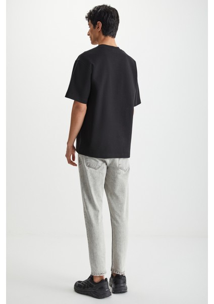 RAMADANP008 Erkek 75% Pamuk 25% Polyester Baskılı Siyah T-Shirt