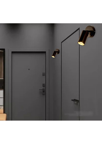 Şık ve modern hareketli siyah duvar lambası, metal tasarım, GU10 duy uyumlu modelleri