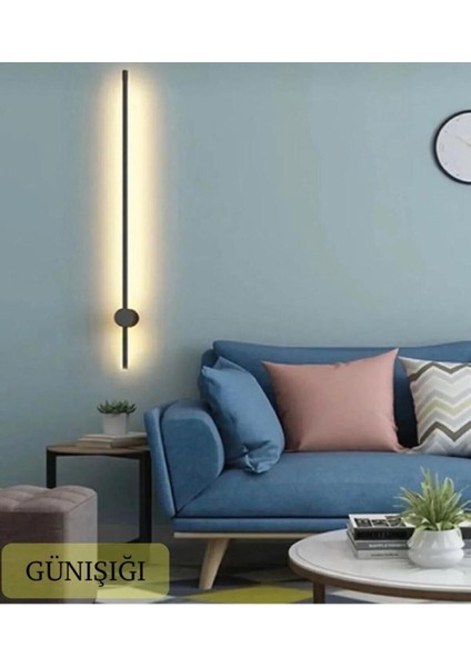 Modern Dekoratif LED Duvar Aplik 70 cm Günışığı Siyah Kasa