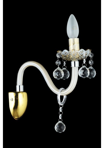 Şeffaf Almira Tekli Krem Aplik, modern ve şık dekoratif cam ürün, E27 duy tipi, beyaz renk