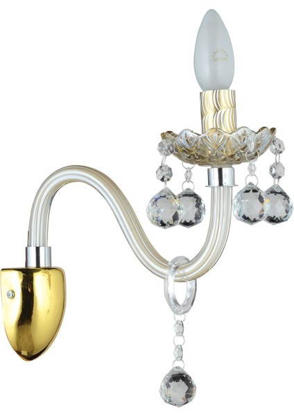 Şeffaf Almira Tekli Krem Aplik, modern ve şık dekoratif cam ürün, E27 duy tipi, beyaz renk fiyatları