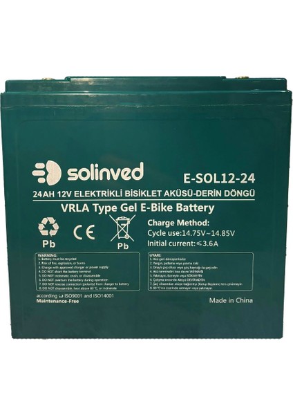 12V 24AH Vrla Tipi Elektrikli Bisiklet Aküsü 2 Yıl Garantili 5 Adet