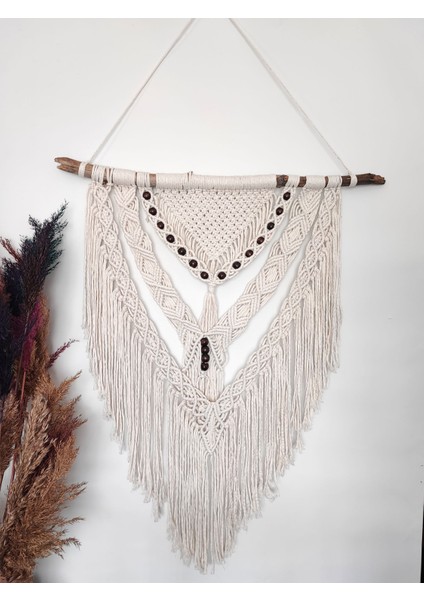 Myworkshop Makrome Duvar Süsü/halısı Dekorasyon Doğal Ağaç Dalı