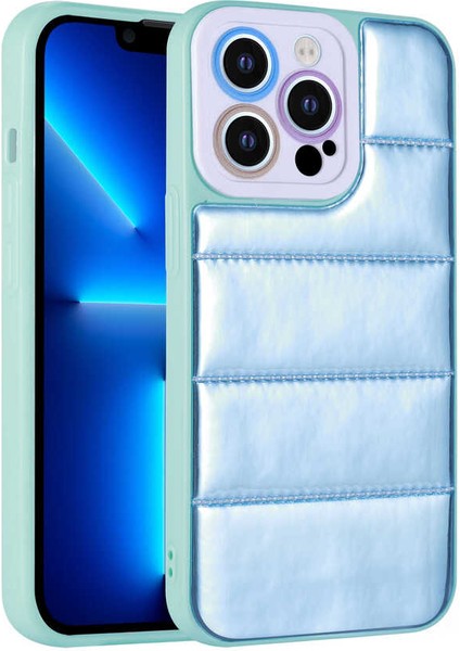 Apple iPhone 12 Pro Max Uyumlu Kamera Korumalı Airbagli Renkli Rntc Seksek Kapak-Mavi