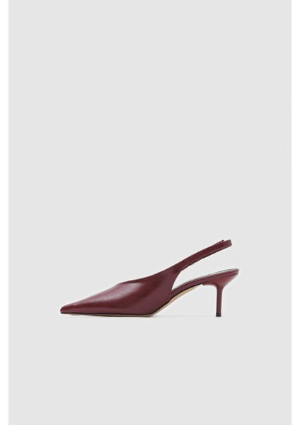 Bordo Cilt Bantlı Kadın Topuklu Ayakkabı