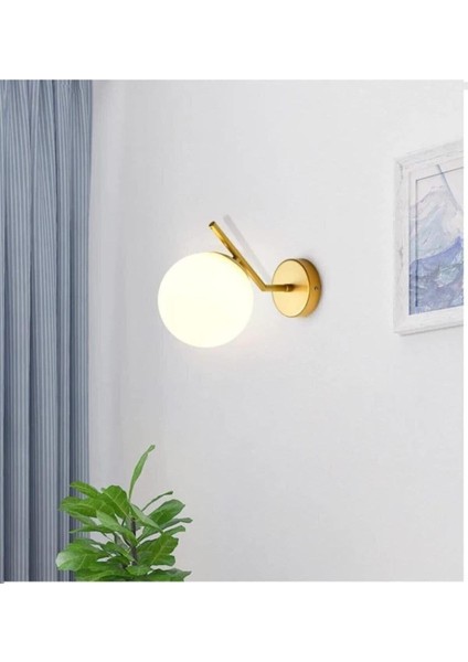 Şık Beyaz Camlı Metal Aplik, Mutfak ve Kafe Dekoru için Duy Tipi E27, Modern Tasarım