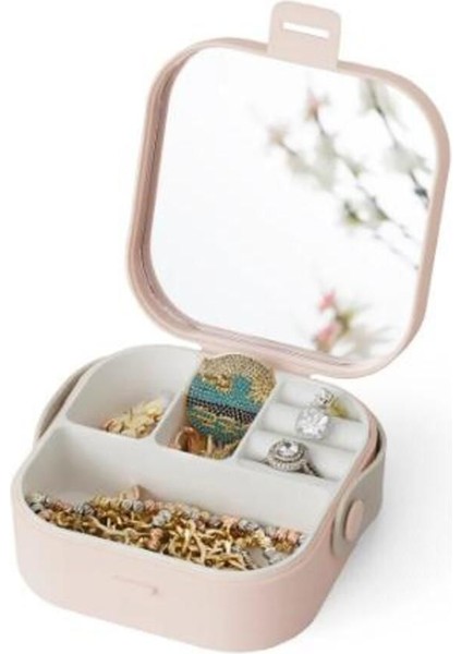 Aynalı Mini Makyaj Takı Kutusu, Çanta İçi Aynalı Mini Makyaj Takı Kutusu Beyaz modelleri