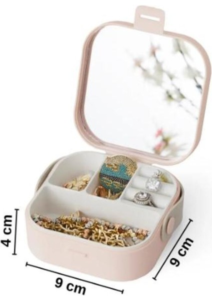 Aynalı Mini Makyaj Takı Kutusu, Çanta İçi Aynalı Mini Makyaj Takı Kutusu Beyaz indirimleri