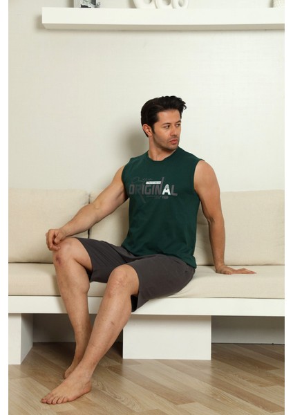 Sportif %100 Pamuk Şortlu Erkek Pijama Takımı