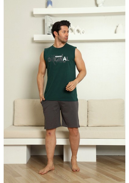 Sportif %100 Pamuk Şortlu Erkek Pijama Takımı