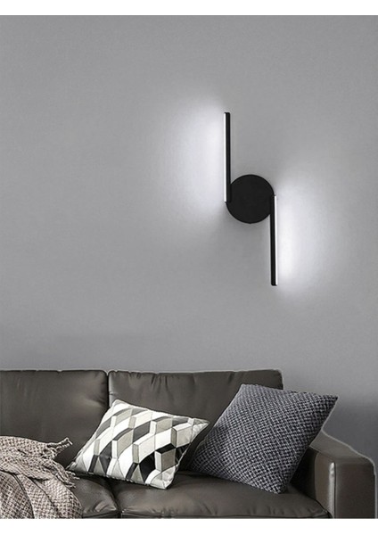 İkili köşe LED duvar lamba seti, şık ve modern beyaz ışık aydınlatması