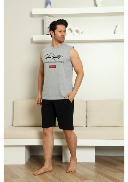 Sportif %100 Pamuk Şortlu Erkek Pijama Takımı