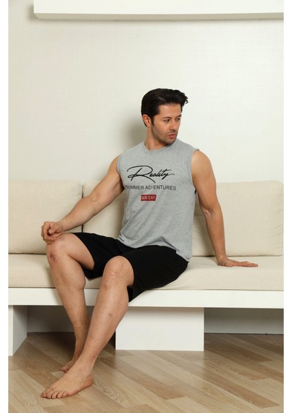Sportif %100 Pamuk Şortlu Erkek Pijama Takımı