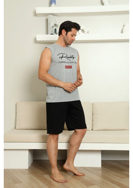 Sportif %100 Pamuk Şortlu Erkek Pijama Takımı