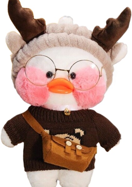 Kahve Ördeği 30CM Sevimli Sarı Ördek Peluş Bebek Gözlük ve Giysile (Yurt Dışından)