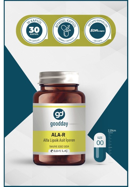 Ala-R 30 Kapsül Sodyum ile Alfa Lipoik Asit İçeren Bitkisel Antioksidan