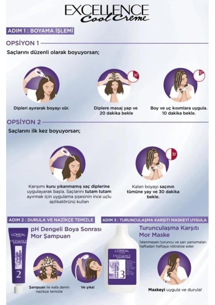 3 Adet Cool Creme Saç Boyası 3.11 Ekstra Küllü Koyu Kahve ve Rosıe Mendil