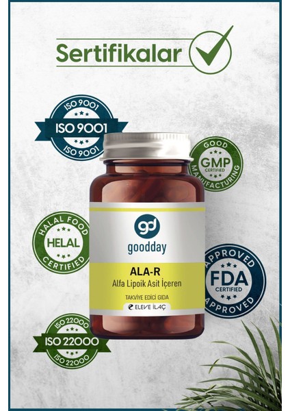Ala-R 30 Kapsül Sodyum ile Alfa Lipoik Asit İçeren Bitkisel Antioksidan