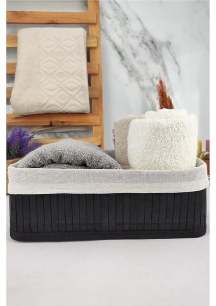 Jvnnshop Bambu Çok Amaçlı Saklama Kutusu Düzenleyici Orta Boy Organizer Siyah 29 x 19 x 10 cm - Cl-6