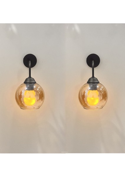 Şık Siyah Metal Aplik Çift Seti, E27 Duyli, Özel Tasarım, Hediye ile Dekorasyon