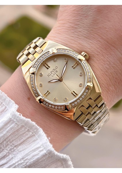 Çelik Kasa & Kordon Kararma ve Renk Atma Yapmaz Kadın Kol Saati+Bileklik JG04410.4