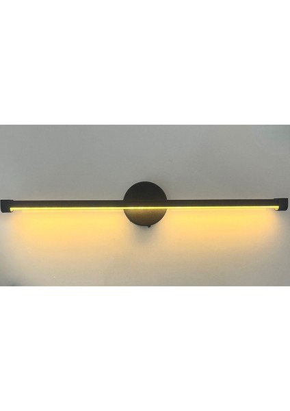 50cm Siyah Ledli Günışığı Aplik, Pilli, Pilli, Metal, E14 Duy, Tek Adet