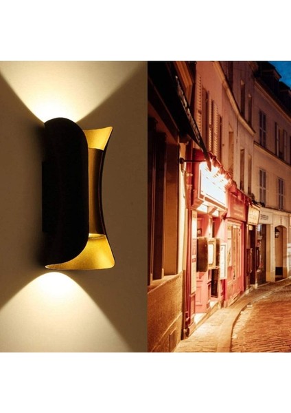 Modern dış mekan LED aplik, şık siyah tasarım, E27 duy tipi, dayanıklı materyal fiyatları