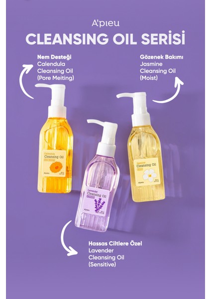 Lavanta İçeren Hassas Ciltlere Uygun Makyaj Temizleme Yağı A'PIEU Lavender Cleansing Oil Sensitive indirimleri
