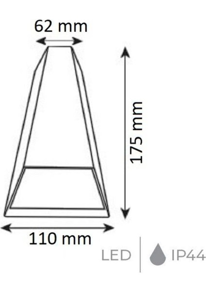 YL83-1042 Bergama 6 Watt Siyah Çift Yönlü Dış Mekan LED Aplik - Gün Işığı (3200K)