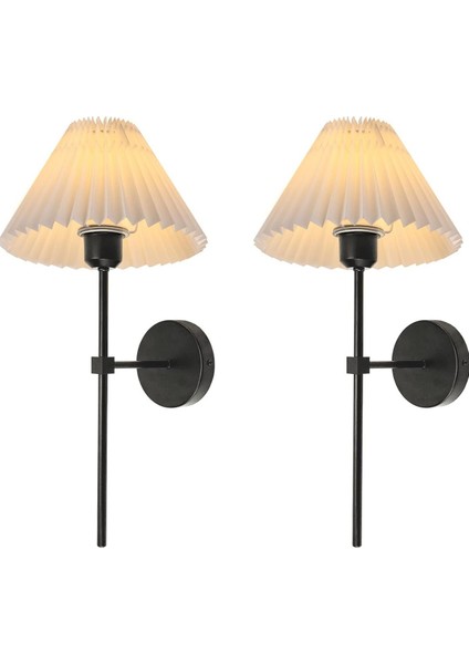 Modern Tasarım Umbrella Aplik 2 Adet Eskitme Gold Gövde Krem Abajur Şapka Elektrikle Çalışan