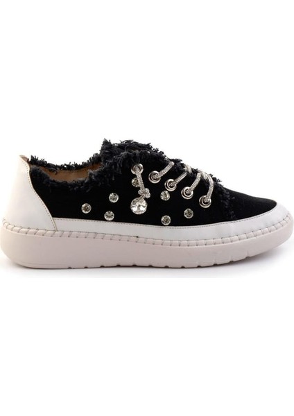 Aria 2408 Kadın Taşlı Kot Sneaker Ayakkabı Mavi