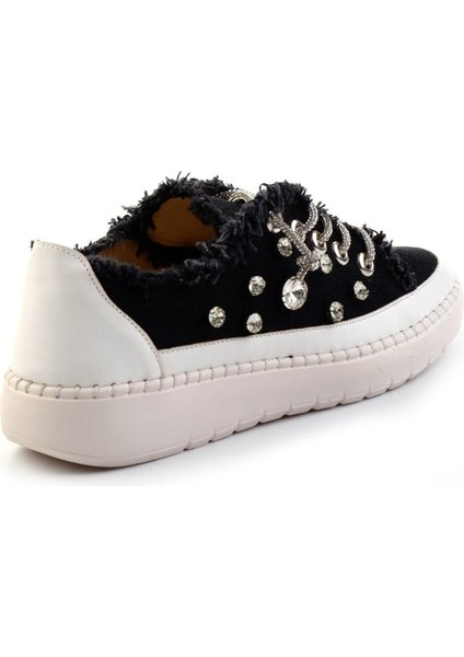 Aria 2408 Kadın Taşlı Kot Sneaker Ayakkabı Mavi