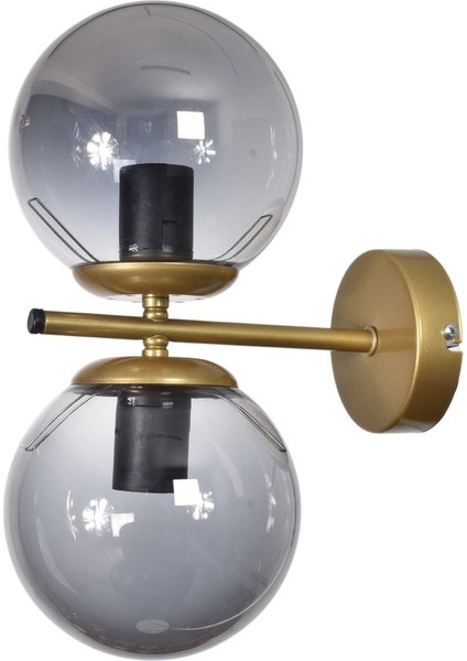 Şık Füme Duvar Aplikleri, Mutfak ve Kafe İçin 2'li Metal Set
