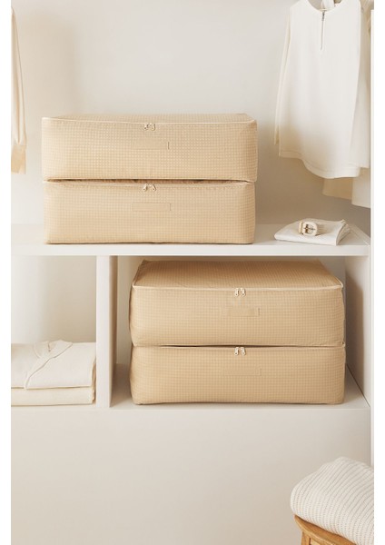 4 Adet Mega Boy Bej Pötikare Baza Altı Valiz Düzenleyici Hurç 74 x 46 x 22 modelleri