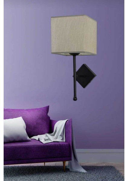 Modern siyah aplike, gri kare detaylı şık ve sade dekoratif metal ürün, E14 duy tipi modelleri