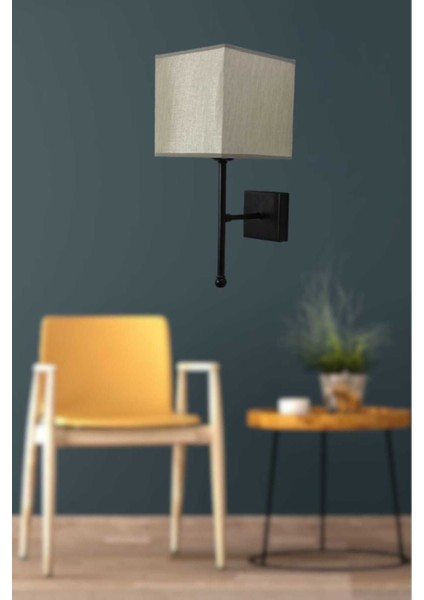 Modern siyah aplike, gri kare detaylı şık ve sade dekoratif metal ürün, E14 duy tipi fırsatları