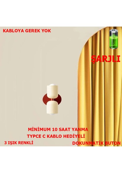 Çok Renkli, Şarjlı, Dokunmatik, Dimmerli, Modern Metal Aplik, E27 Duy Tipi