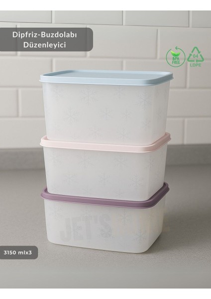 3'lü Dipfriz Saklama Kabı - No Frost Silikon Kapaklı | Derin Dondurucu Düzenleyici - Bpa Free - 3150 ml fiyatları