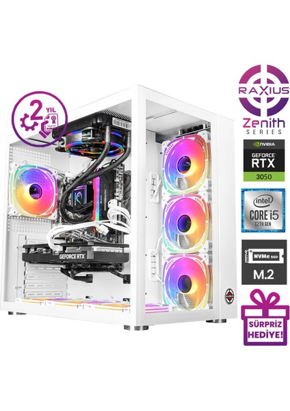 Zenith Z2 I5 3050-124A014 I5-12400 32GB 2tbssd RTX3050 8 GB W11P Gaming Masaüstü Bilgisayar