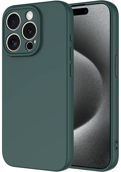 Apple iPhone 15 Pro Max Kılıf Rntc Mara Laaakan Kapak-Koyu Yeşil