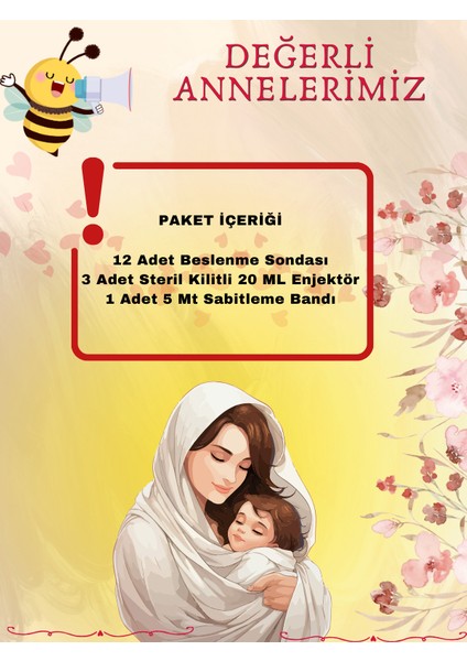 Emzirme Destek Sistemi No:5 Beslenme Sondası Gri EDS sabitleme Bant ve kilitli enjektör hediyeli