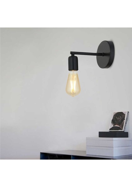 Şık Siyah Metal Duylu Retro Duvar Lambası, Yatak Odası ve Banyo İçin Tasarım fiyatları