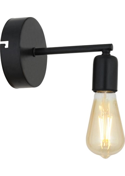Şık Siyah Metal Duylu Retro Duvar Lambası, Yatak Odası ve Banyo İçin Tasarım fırsatları