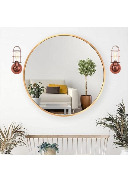 Retro vintage bakır patine metal duvar aplik, şık ve dekoratif E27 duy tipi ile